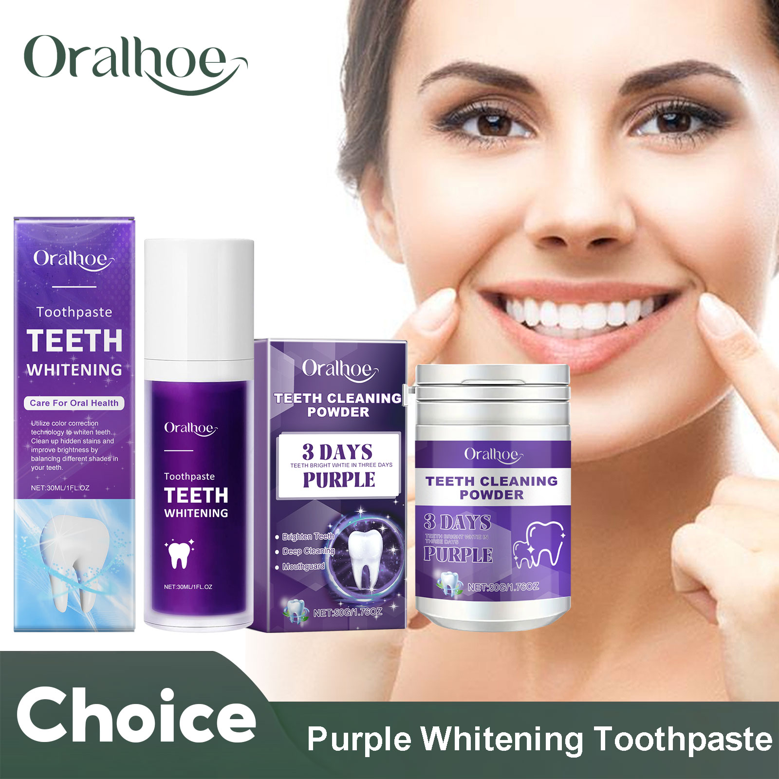 Teeth Whitening Natural - Paarse Corrector Tanden Whitening Tandpasta Diepe