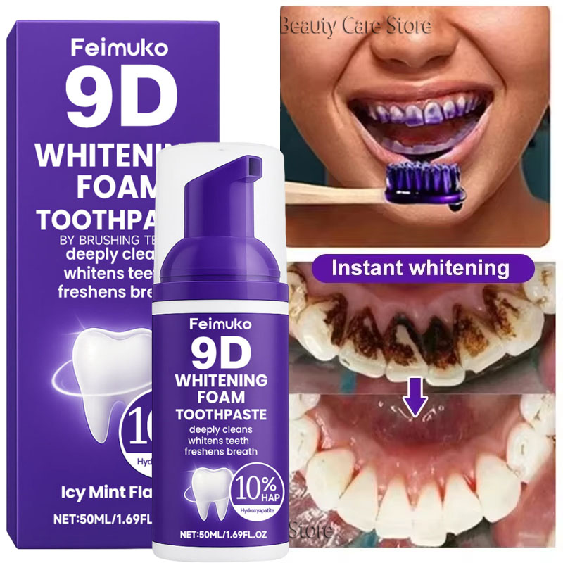 Teeth Whitening Natural - 9D Paarse Tandenbleek Tandpasta Mousse Intensieve