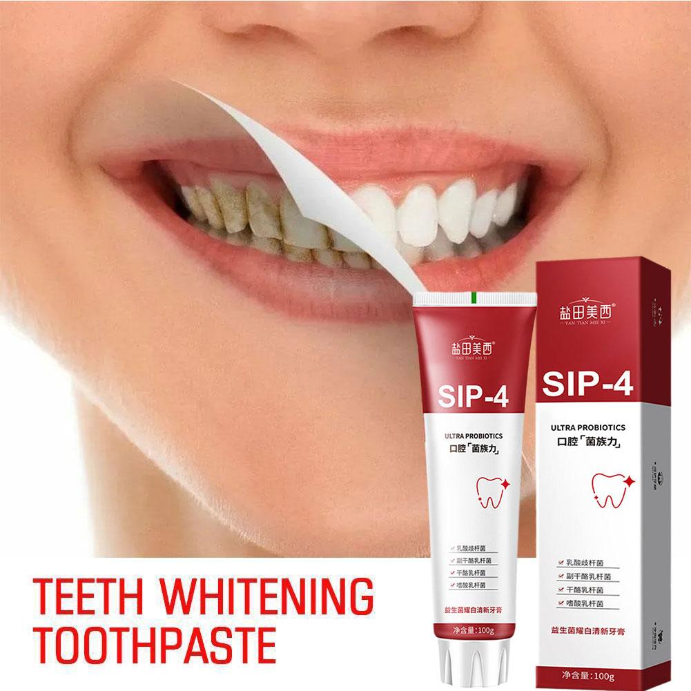 Teeth Whitening Yellow Teeth - 100g Sip-4 Probiotische Whitening Tandpasta Verhelderende