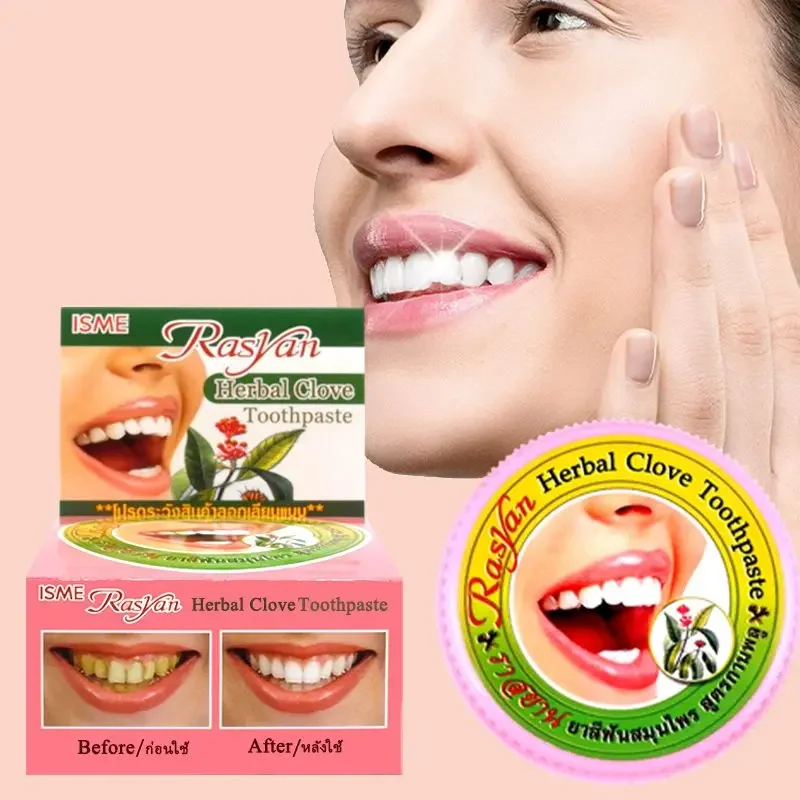 Teeth Whitening Ingredients - Thaise kruidentandpoeder met kokosnoot Rasyan Verwijdering