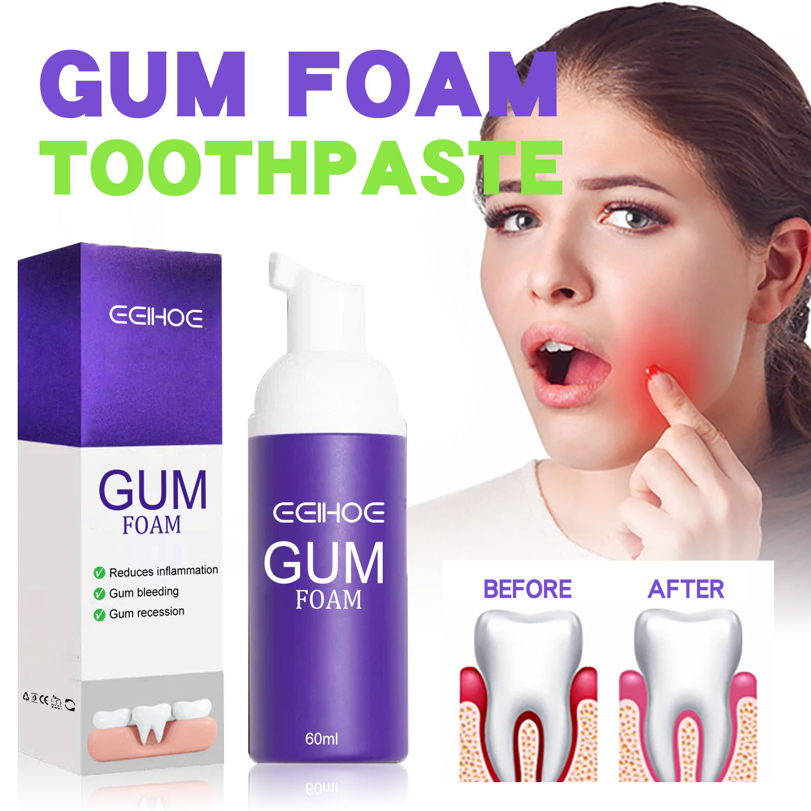 60ml Tanden Whitening Mousse V - Teeth Whitening Yellow Teeth recensie en prijs